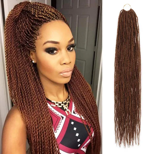 Vista 24 de AU-THEN-TIC Cabello senegalés con trenzas de ganchillo de 22 pulgadas, paquete de 2 paquetes de 40 mechones por paquete, extensiones de cabello