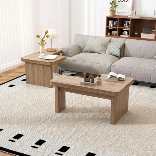 Vista 7 de Mesa de centro de granja, mesa central decorativa de 53 pulgadas con base gruesa, múltiples diseños, cambia entre mesa cuadrada y rectangular