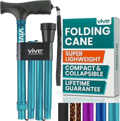 Vista 14 de Bastón plegable Vive, bastón de peso ligero robusto para hombres y mujeres, diseño plegable para la portabilidad y la conveniencia, acabado liso