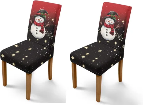 Vista 66 de Rnyleeg Fundas navideñas para sillas de comedor, fundas de asiento de comedor con estampado de campanas brillantes, juego de 1 funda suave y lavable