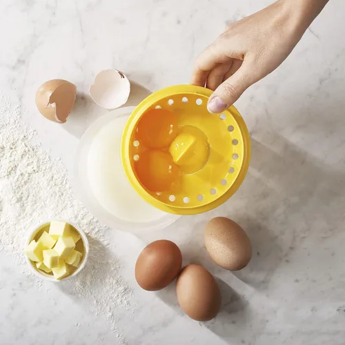 Vista 5 de Separador de huevos, fácil de, separa hasta 6 yemas, no, reutilizable para panadería casera (amarillo)