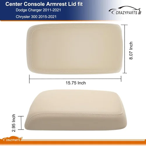 Vista 5 de CRAZYPARTS Tapa de reposabrazos de consola central compatible con Dodge Charger 2011-2021 Chrysler 300 2015-2021 Reemplaza# 1VT06DX9AI 1VT06DX9AH