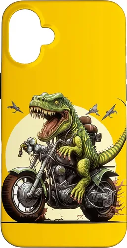 Vista 22 de Funda para iPhone 16 T-Rex Dinosaur Riding a Motorcycle