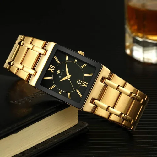 Vista 6 de Relojes cuadrados para hombres y mujeres de acero inoxidable para hombre cuadrado reloj con fecha impermeable analógico cuarzo moda negocios casual