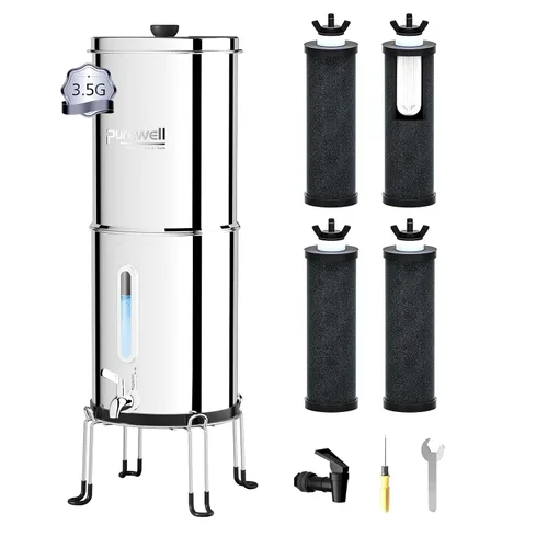 Vista 14 de Purewell Sistema de filtro de agua de gravedad portátil de 1.0 galones, sistema de encimera de ultrafiltración de 3 etapas de 0.01 μm con ventana