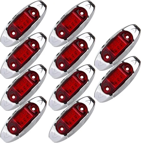 Vista 15 de 1x Luz de Marcador LED Oval Ámbar para Remolque con Bisel Cromado, Luces Laterales de Marcador de 6 LED, Luces de Indicación de Despeje Superior