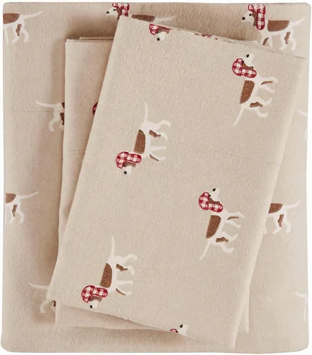 Vista 24 de Woolrich - Juego de sábanas de algodón con estampado de dijes de cabaña, sábanas de franela 100% algodón, juego de ropa de cama cálido y mullido