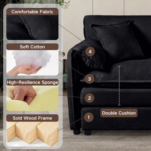 Vista 6 de Modular Sectional Sofa, Oversized Deep Seat U Shaped Couch Set for Living Room, 3 Seater Comfy Cloud Couches with 2 Movable Ottomans, DIY