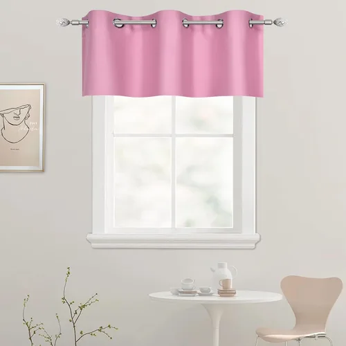 Vista 80 de DECOVSUN Cenefa de cortina opaca amarilla brillante para ventanas de cocina, cenefa opaca con ojales para dormitorio, cenefa corta y recta para sala