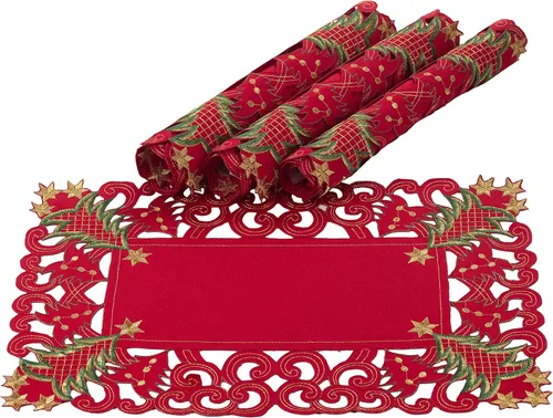 Vista 7 de SARO LIFESTYLE QX227.I1420B Pandoro Collection - Manteles individuales con árbol de Navidad (juego de 4 unidades), 14 x 20 pulgadas, color marfil