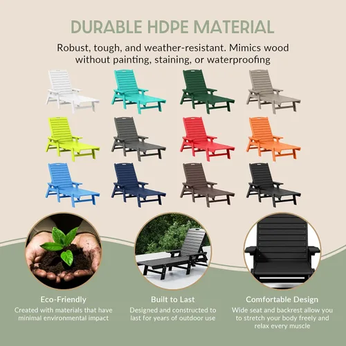 Vista 8 de Tumbona reclinable de polietileno HDPE Laguna, color negro