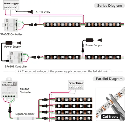 Vista 7 de SEZO WS2812B ECO Tira de luz LED 16.4 pies/5M 60 LED/m 300 píxeles, direccionable individualmente, programable, 5050SMD, RGB, aleación, cables Negro
