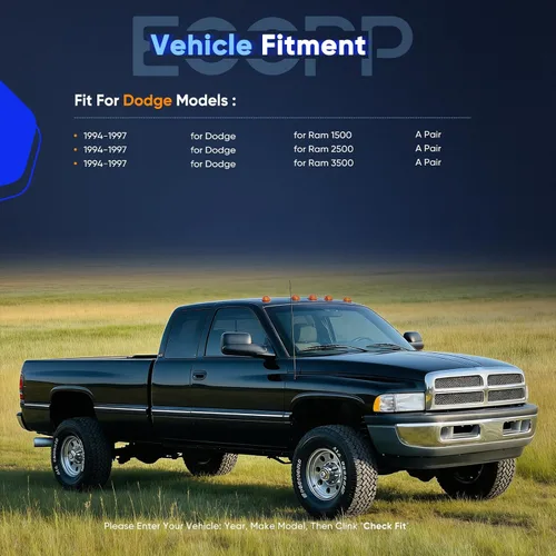 Vista 2 de ECCPP Par de espejos de remolque de repuesto plegable manual ajustable para 94-97 para Dodge para Ram 1500 2500 3500 camión