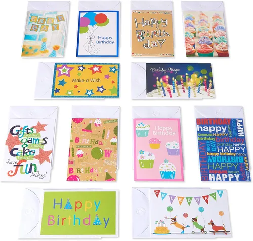 Vista 2 de American Greetings Tarjetas de cumpleaños para niños, brillantes y atrevidas (12 unidades)