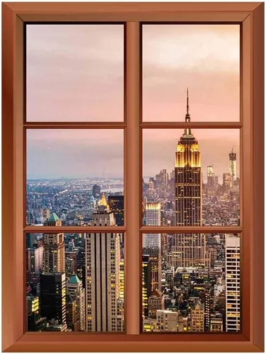 Vista 17 de wall26 Adhesivo de pared extraíble/mural de pared – A Veiw of Manhattan Skyline – Adhesivo de vinilo creativo para ventana – 24 x 32 pulgadas