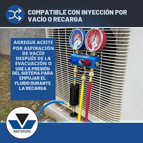 Vista 3 de Mastercool 90375 Inyector de Aceite y Tinte – Recipiente de Servicio Pesado de 2 oz – Compatible con Sistemas de A/C de Abocinado de 1/4" – Control