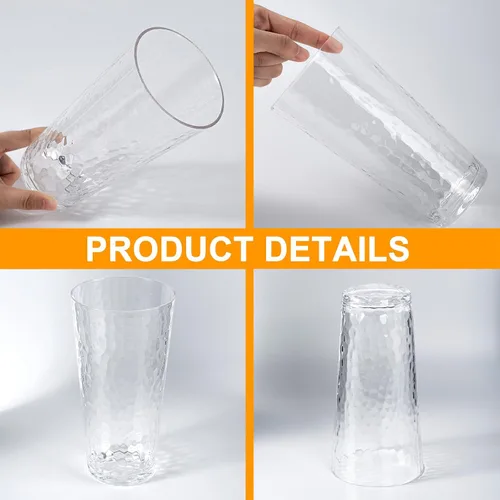 Vista 4 de KX-WARE Vasos acrílicos de 26 onzas de plástico para beber más grandes, juego de 6 vasos transparentes