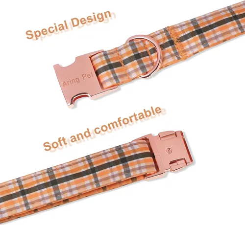 Vista 247 de Aring Pet Collar de algodón, ligero y ajustable, con hebilla de liberación rápida, para perros pequeños, medianos y grandes, para cachorros, S, Hoja