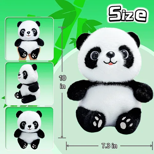 Vista 5 de Juguetes de Peluche de Oso Panda de 10 Pulgadas para Niños y Bebés, Lindos Juguetes de Oso Panda de Peluche, Osos de Peluche Suaves para Relleno