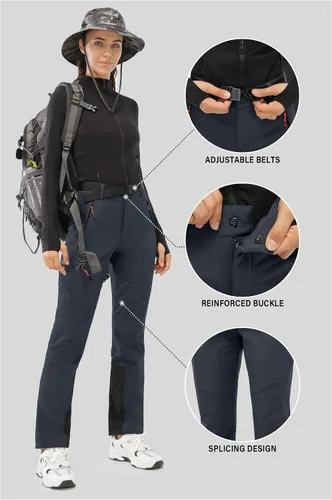 Vista 6 de PERSIT Women's Snow Ski Waterproof Windproof Fleece Lined Cargo Hiking Pants