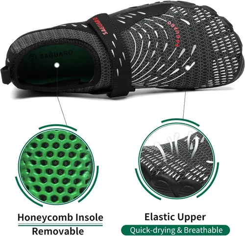Vista 4 de SAGUARO Zapatos de agua para hombres y mujeres, zapatos de playa de secado rápido, sin caída, zapatos acuáticos para río, piscina, surf, kayak