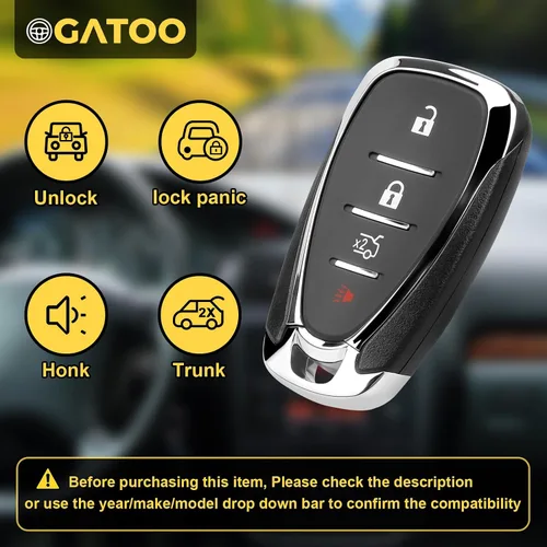 Vista 2 de Llavero de repuesto compatible con Chevy Malibu Cruze Camaro 2016 2017 2018 2019 2020 2021, reemplaza a HYQ4EA 13529660 13508771 13584504