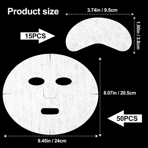 Vista 2 de Joez Wonderful 50 piezas de papel de máscara facial con 15 piezas de papel de máscara de ojos, hojas de papel de máscara facial DIY, mascarillas