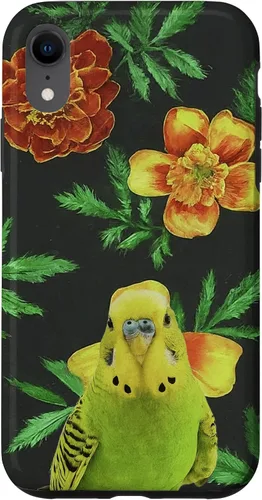 Vista 8 de iPhone 15 Parakeet Budgie Marigolds Orange Yellow Plant Pattern Case