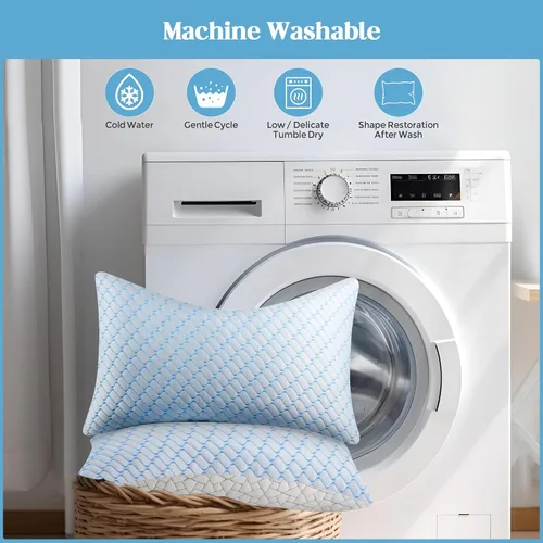 Vista 7 de Bafode Juego de 2 almohadas de espuma viscoelástica tamaño King, paquete de 2 almohadas de espuma viscoelástica trituradas para dormir, 20 x 36