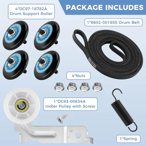 Vista 2 de DC97-16782A Piezas de secadora para Samsung Kit de repuesto de rodillo de secadora DV45H7000EW/A2 DV42H5000EW/A3 Incluye DC97-16782A Rodillo Secador
