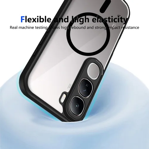 Vista 484 de Funda magnética transparente compatible con Xiaomi 17T, color negro 2 en 1 PC + TPU cubierta de teléfono a prueba de golpes, carcasa protectora