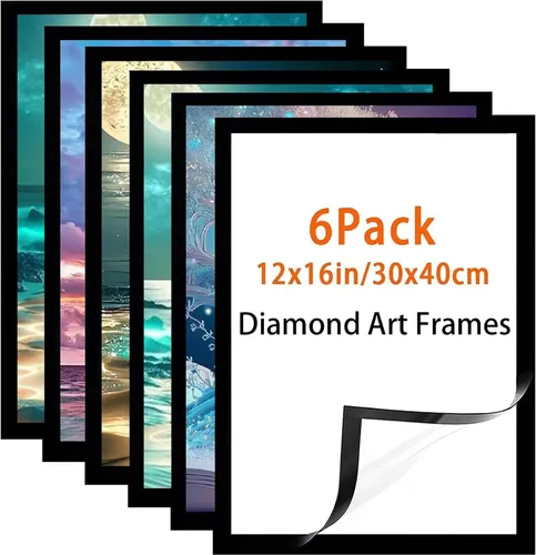 Vista 9 de Majreey Marco de Fotos, 30x40 cm, 12 Piezas (Negro), Magnético, Autoadhesivo, PVC, para Arte de Diamantes, Imágenes, Montaje en Pared, Adecuado
