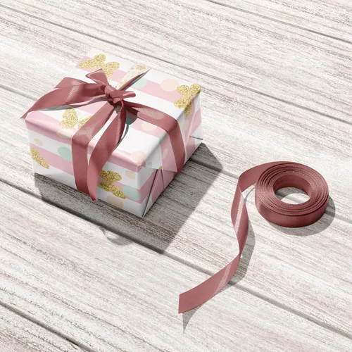 Vista 3 de WAPLIGHAL Papel de regalo de cumpleaños rosa para niñas y niños, diseño de lunares de Poka, estrella, mariposas doradas brillantes, papel de regalo