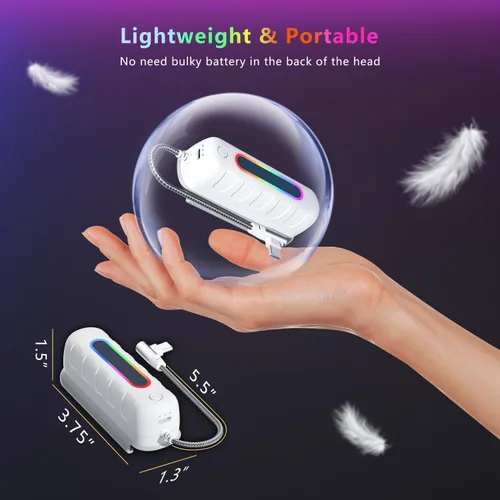 Vista 27 de Saqico Battery Pack for Oculus Quest 2/3/3S, 5000mAh Extended Power with Multi-Colors RGB Lights, Lightweight and Portable VR Extend Power