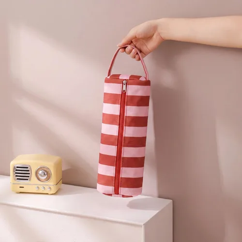 Vista 5 de RSRSLEII Bolsa de viaje a rayas para herramientas para el cabello 06 Rojo y Rosa