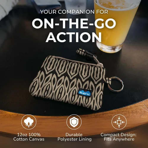 Vista 50 de KAVU Stirling Cartera delgada de lona de algodón con cremallera de doble cara