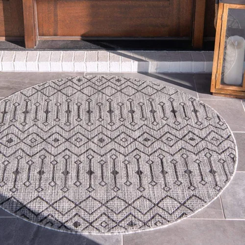 Vista 11 de Unique Loom Outdoor Trellis Collection - Alfombra de área con diseño de enrejado tribal (2 pies 2 pulgadas x 3 pies 1 pulgada, ovalada, azul/marfil)