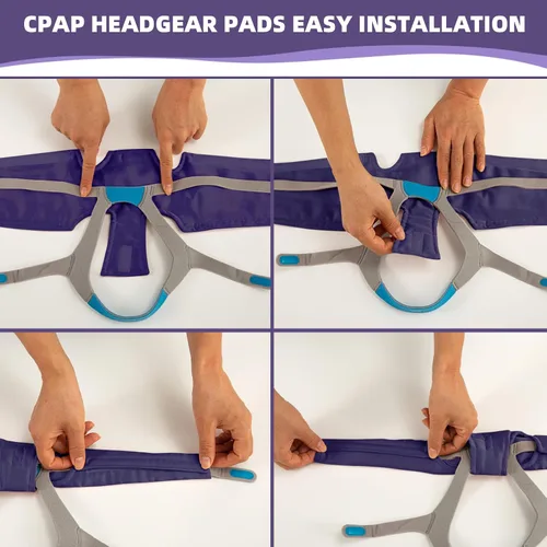 Vista 8 de Almohadilla de cuello CPAP de satén para correas de casco CPAP, cubiertas CPAP transpirables, cómodos cojines de correa CPAP, fundas de correa