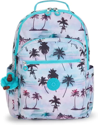 Vista 45 de Kipling Seúl - Mochila pequeña para tableta, diseño de flores acuáticas, talla única