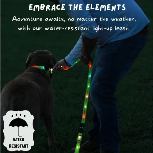 Vista 6 de Correa LED para perros para paseos nocturnos seguros y pacíficos, correa de perro con luz LED de alta visibilidad, correa iluminada para perro