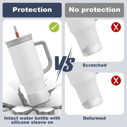 Vista 3 de Manga de silicona para el vaso Owala de 40 oz con asa, funda protectora antideslizante para accesorios de vasos térmicos de acero inoxidable