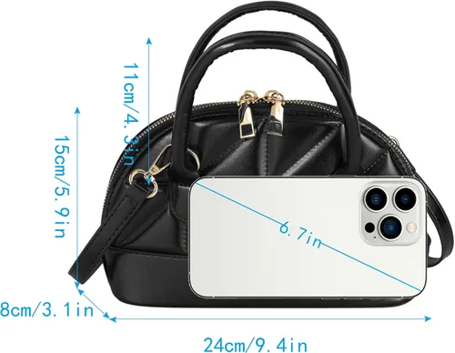 Vista 2 de Bolso de mano con forma de cúpula de charol para mujer, con forma de concha, mini bolso con asa superior