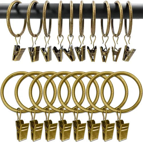 Vista 19 de WeeksEight Paquete de 44 anillos de cortina negros con clips, ganchos de cortina, ganchos de clip para colgar cortinas, lazos, sombreros, anillos