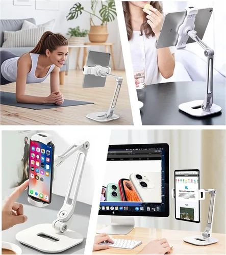 Vista 6 de Soporte ajustable para tablet de escritorio, soporte giratorio de 360° para iPad Air mini Pro de 4.7 a 12 pulgadas, iPhone, Samsung POS, Kindle