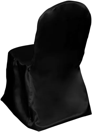 Vista 3 de Efavormart - Fundas para sillas de banquetes de satén negro brillante para bodas, fiestas, banquetes y catering