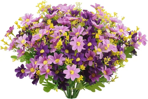 Vista 13 de Uieke 6 flores artificiales para exteriores, resistentes a los rayos UV, margaritas falsas para exteriores, no se decoloran, arbustos verdes