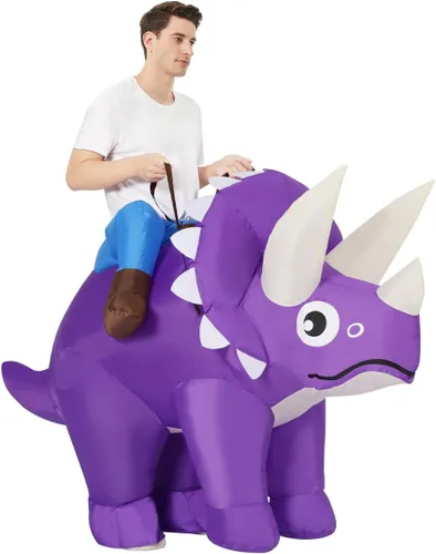 Vista 4 de GOOSH Disfraz inflable de dinosaurio para adultos, disfraz de Halloween para mujeres y hombres, divertido disfraz inflable para fiesta de Halloween