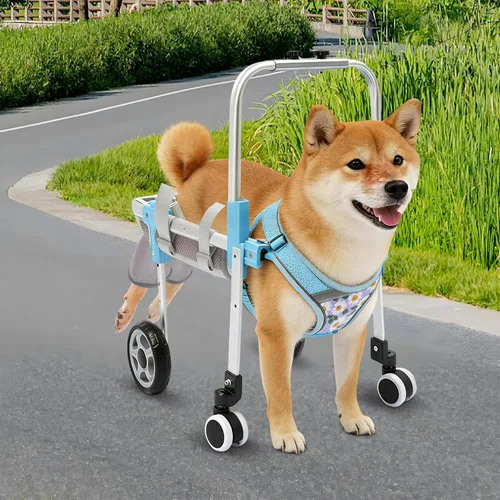 Vista 2 de DYNAMI Silla de ruedas ajustable para perros para patas traseras, silla de ruedas para perro con marco de aluminio y correas transpirables, soporte