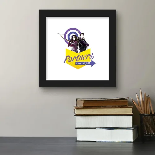 Vista 5 de Trends International Gallery Pops Marvel Hawkeye - Póster de pared de Partners Am I Right, 12 x 12 pulgadas, versión enmarcada en negro Versión