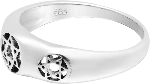 Vista 2 de AeraVida Significativo y elegante anillo de plata de ley 925 con triple estrella de David